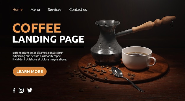 Modèle De Page De Destination De Café