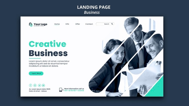 PSD modèle de page de destination de concept d'entreprise