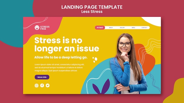 PSD modèle de page de destination de concept moins de stress