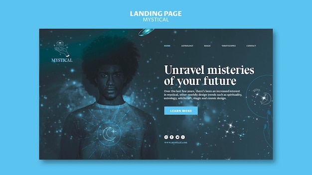 Modèle de page de destination de concept mystique