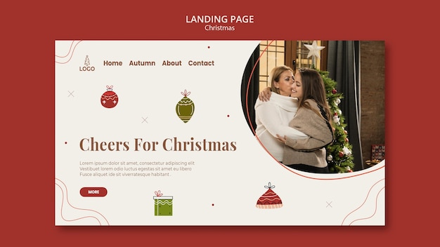 PSD modèle de page de destination de concept de noël