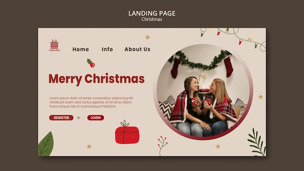 PSD modèle de page de destination de concept de noël