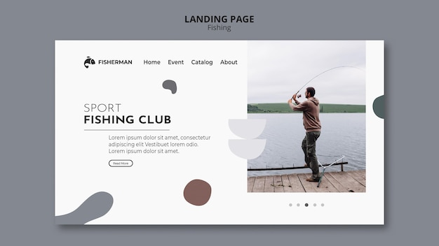 Modèle De Page De Destination De Concept De Pêche