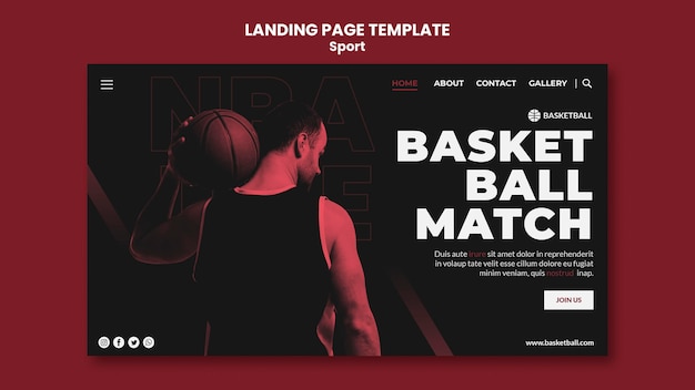 PSD modèle de page de destination de concept de sport