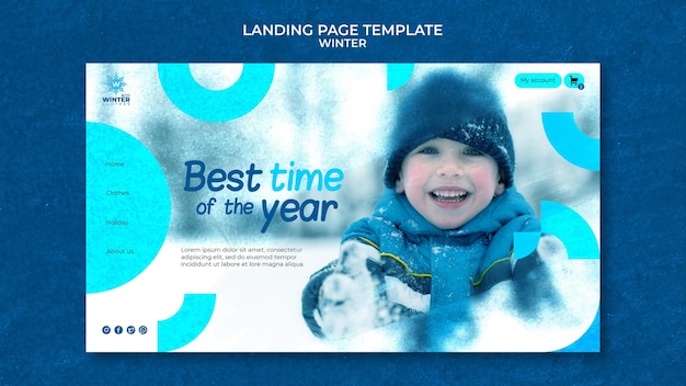 Modèle de page de destination de conception d'hiver