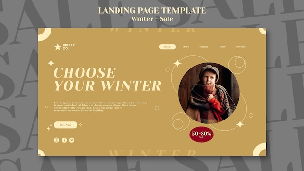 PSD modèle de page de destination de conception d'hiver