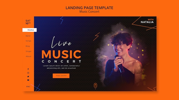 PSD modèle de page de destination de concert de musique