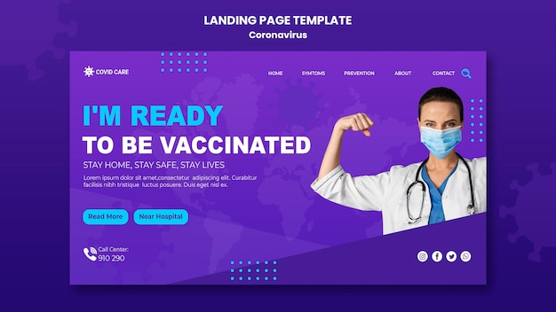 PSD modèle de page de destination de coronavirus