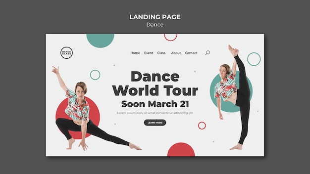 Modèle de page de destination de cours de danse