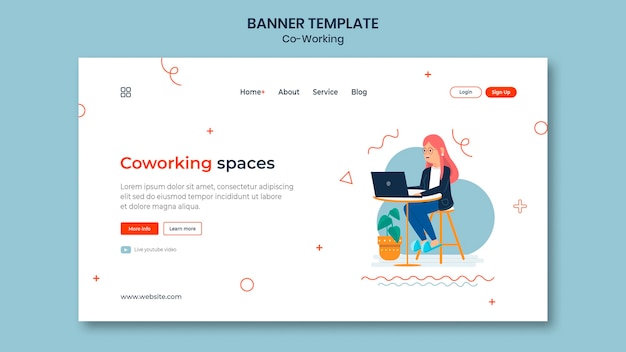 Modèle de page de destination de coworking créatif