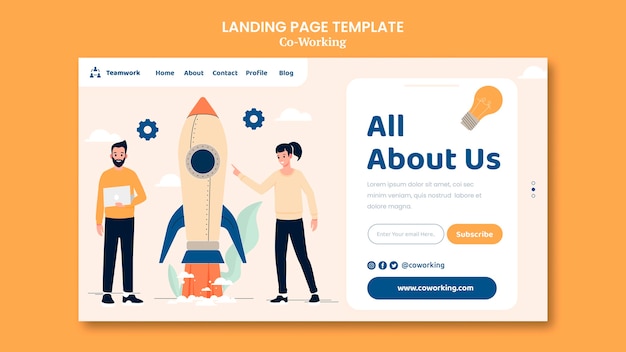 Modèle de page de destination de coworking créatif