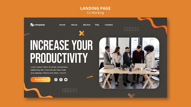 Modèle de page de destination de coworking créatif