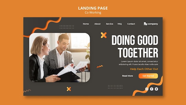 Modèle de page de destination de coworking créatif