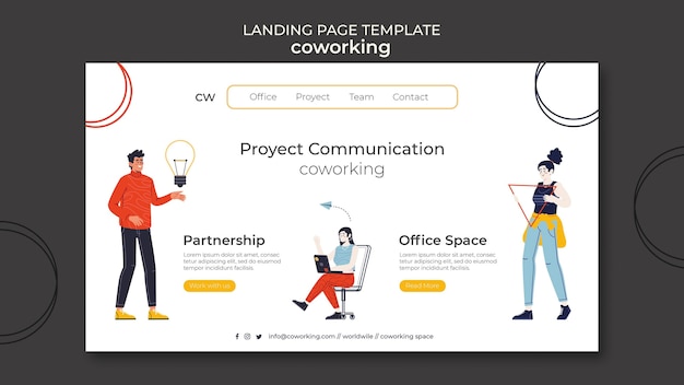Modèle de page de destination de coworking