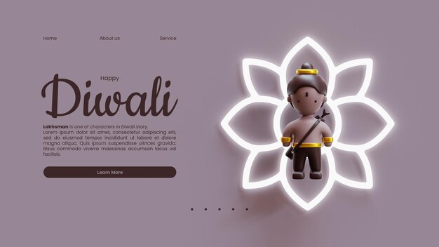 Modèle De Page De Destination Diwali De Lakhsman Qui Est L'un Des Personnages De L'histoire De Diwali