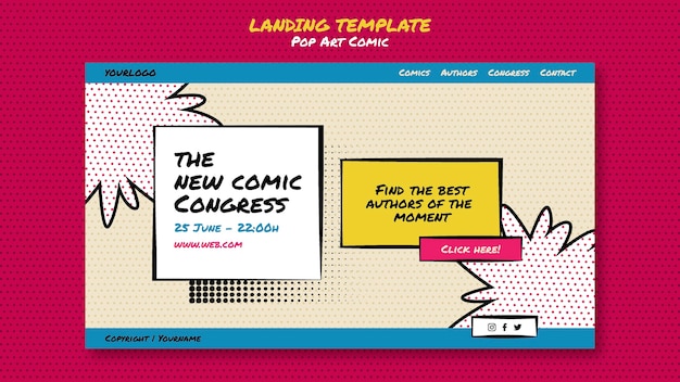 Modèle de page de destination du congrès de la bande dessinée