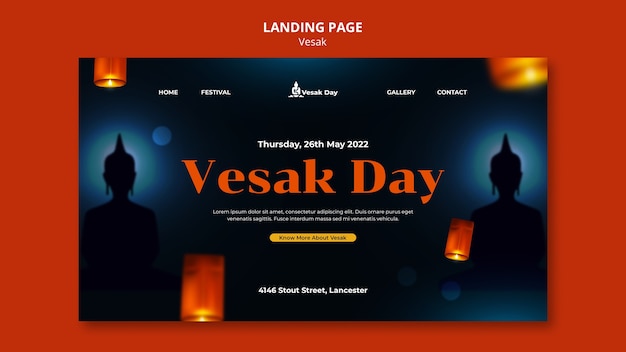 PSD modèle de page de destination du jour du vesak