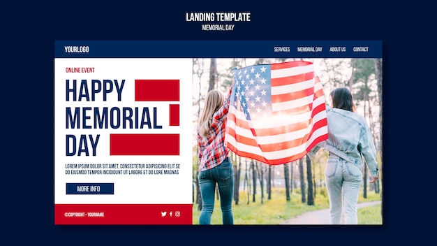 Modèle De Page De Destination Du Memorial Day