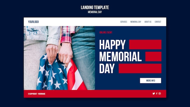 PSD modèle de page de destination du memorial day