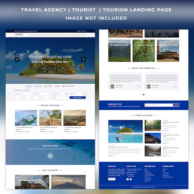 Modèle de page de destination du site Web de l'agence de voyage