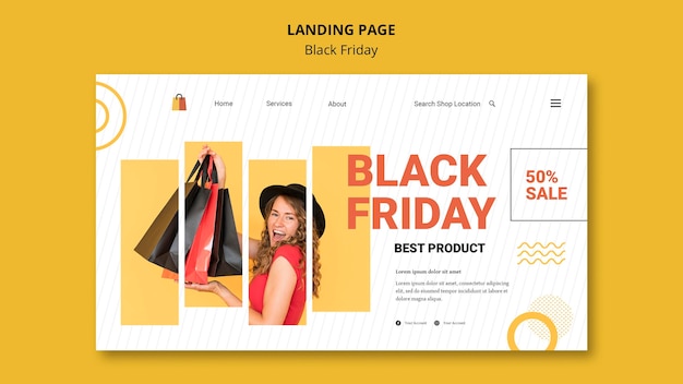 Modèle de page de destination du vendredi noir