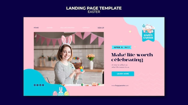 PSD modèle de page de destination dynamique de joyeuses pâques