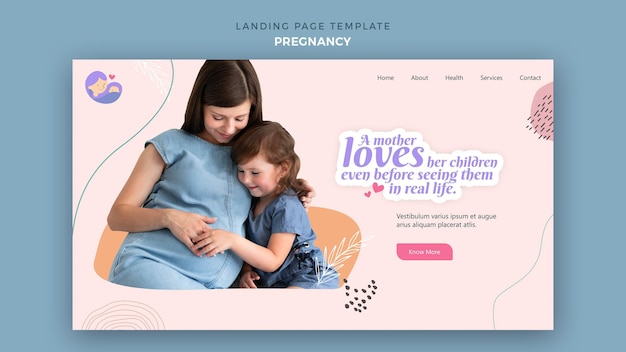 Modèle de page de destination avec une femme enceinte