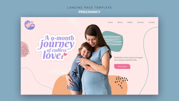 Modèle de page de destination avec une femme enceinte