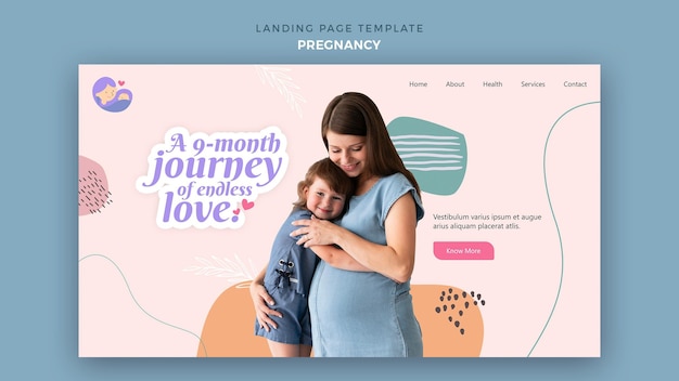 PSD modèle de page de destination avec une femme enceinte