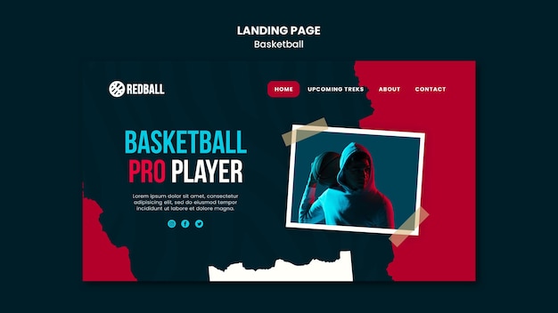 PSD modèle de page de destination de formation de basket-ball