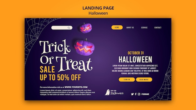 PSD modèle de page de destination halloween