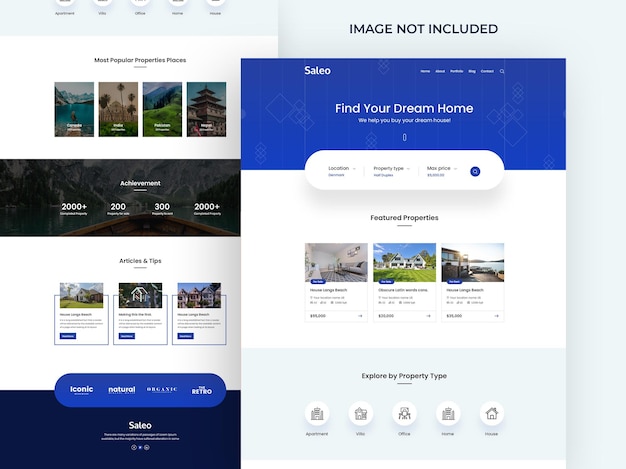 PSD modèle de page de destination de l'immobilier