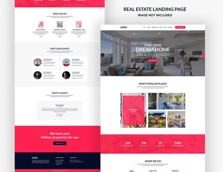 PSD modèle de page de destination immobilière