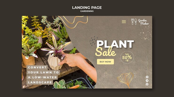 PSD modèle de page de destination de jardinage