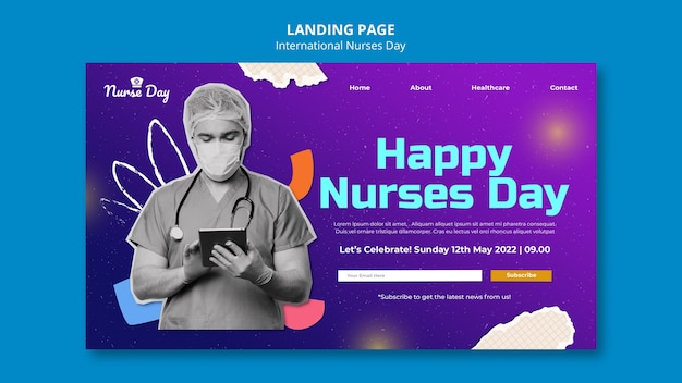 Modèle de page de destination de la journée des infirmières heureuses