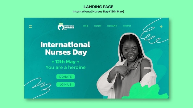 Modèle de page de destination de la journée internationale des infirmières