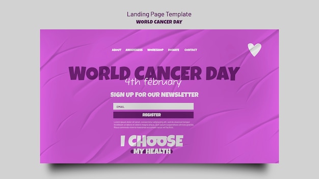 Modèle de page de destination de la journée mondiale du cancer