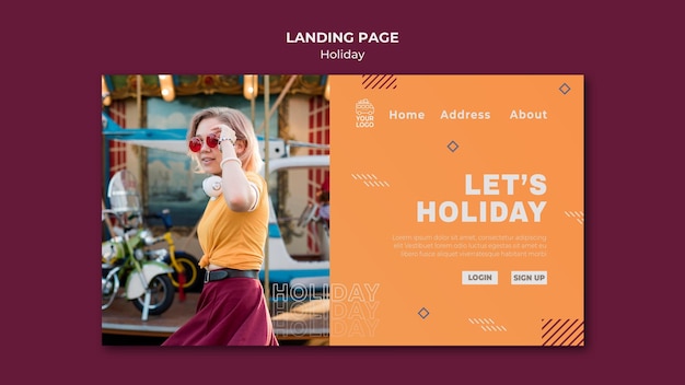 PSD modèle de page de destination let's holiday