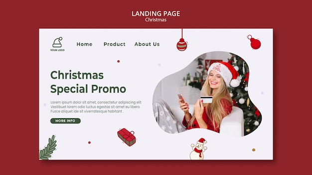 Modèle de page de destination de magasin de cadeaux de Noël
