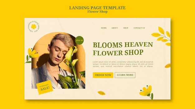 Modèle de page de destination de magasin de fleurs
