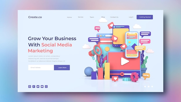 Modèle de page de destination marketing sur les médias sociaux