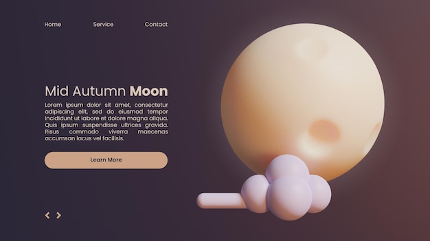 Modèle De Page De Destination De La Mi-automne Avec Rendu 3d De La Lune