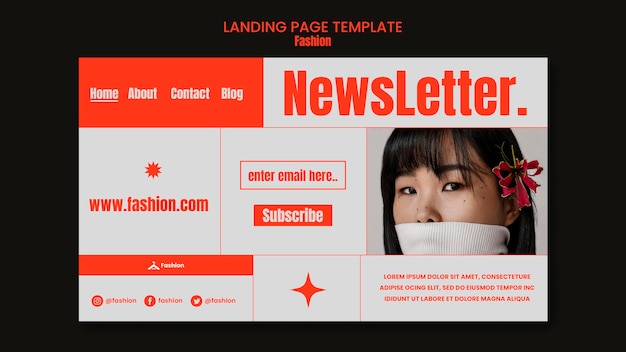 PSD modèle de page de destination de newsletter de mode