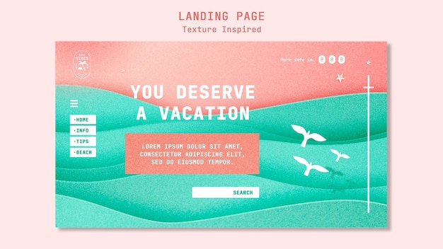 PSD modèle de page de destination de plage texturée