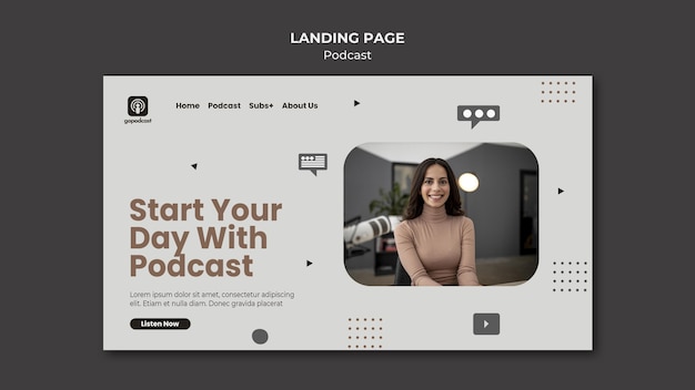 Modèle De Page De Destination De Podcast