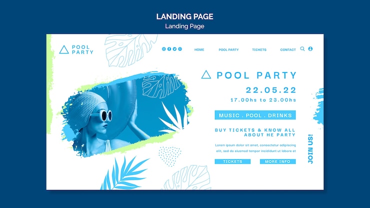 PSD modèle de page de destination de pool party