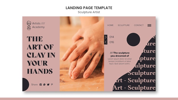 Modèle de page de destination pour l'atelier de sculpture
