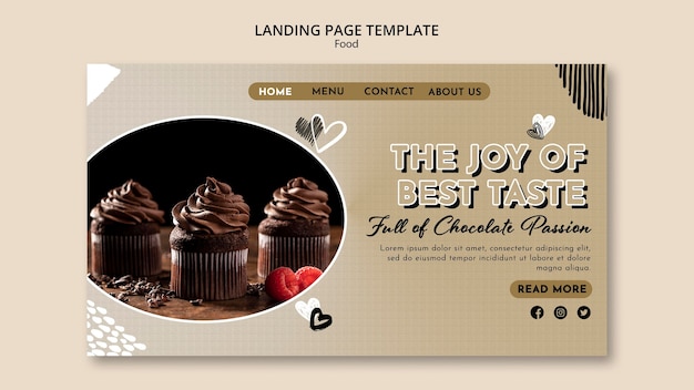 PSD modèle de page de destination pour les bonbons au chocolat