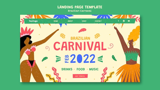 Modèle de page de destination pour le carnaval brésilien