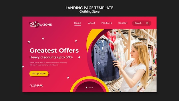 Modèle de page de destination pour le concept de magasin de vêtements